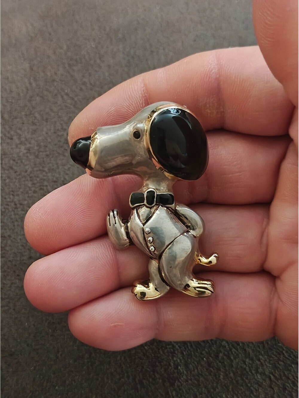 1970s Signed Best Snoopy Dual Purpose Silver Tone Pendant & Brooch Pin.